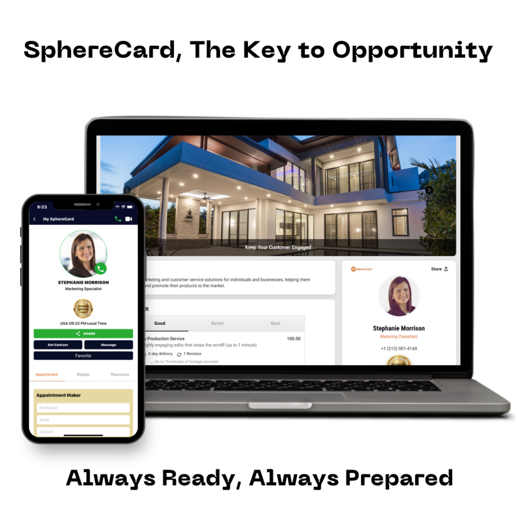 SphereCard business card always ready always prepared for bookings