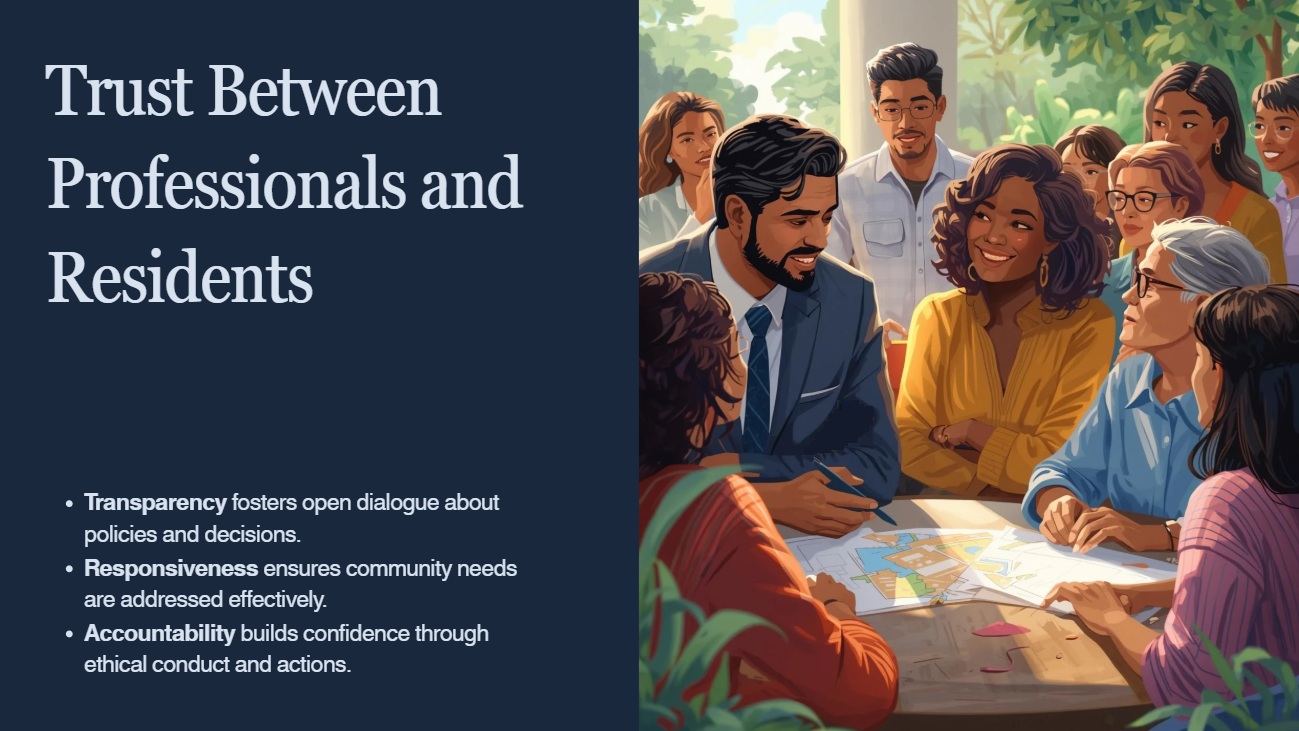 SphereCard for local professionals, Community meeting discussing trust and transparency.