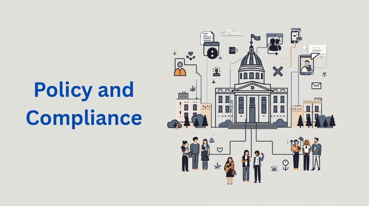 Illustration diagram of digital identity policy and compliance for cities