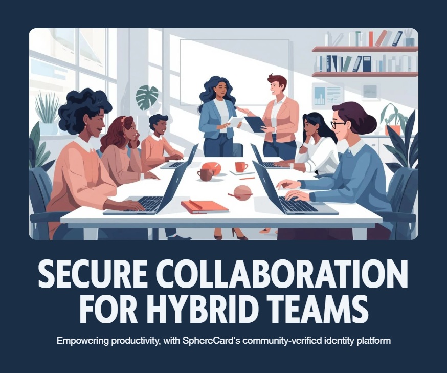 Hybrid team collaborating using SphereCard’s community‑verified identity platform
