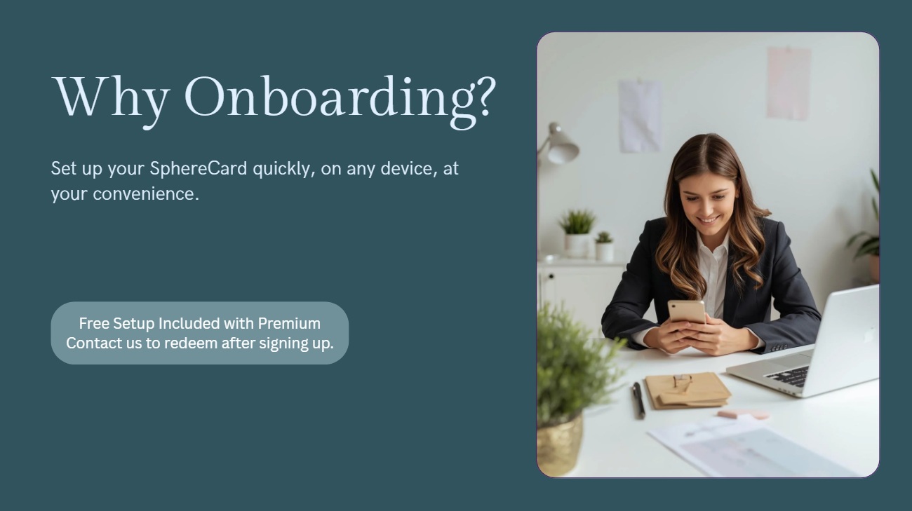 Professional completing SphereCard onboarding steps on any device