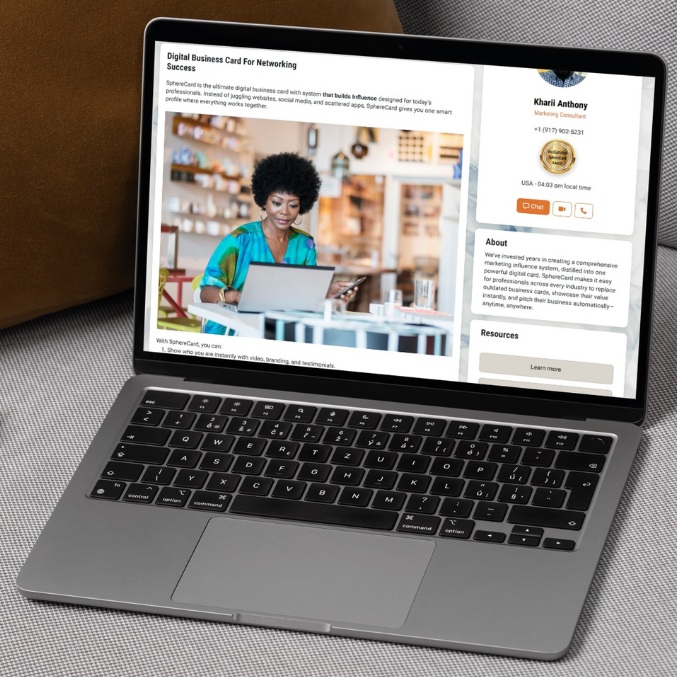 Laptop with SphereCard Content Display Widget
